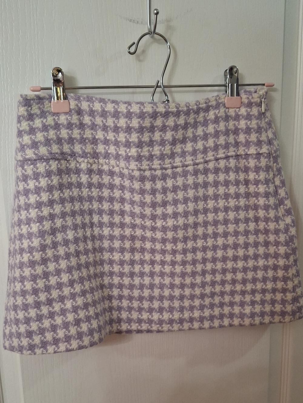 Zara Lavender & Cream Houndstooth Tweed Mini Skirt – NWOT Size M